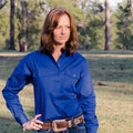 Brigalow Cotton Half Placket Work Shirt -Royal