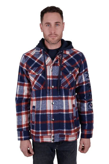 Wrangler Andrew Mens Wool Shirt Jacket - Navy/red