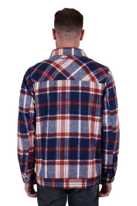 Wrangler Andrew Mens Wool Shirt Jacket - Navy/red