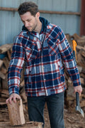 Wrangler Andrew Mens Wool Shirt Jacket - Navy/red