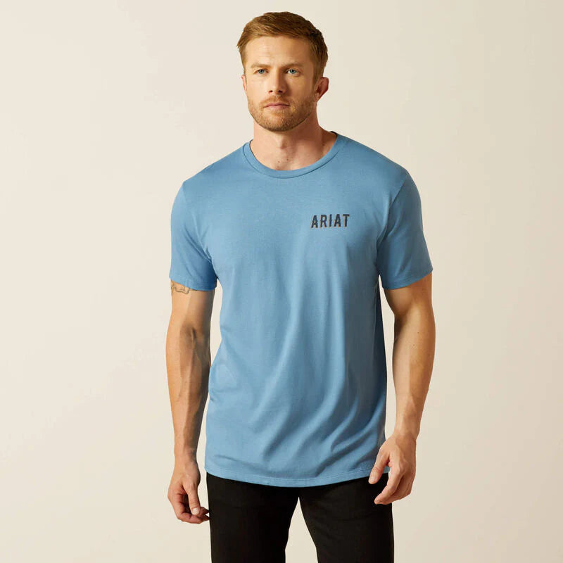 Ariat Mens Blazing Saddle SS Tshirt Coronet Blue