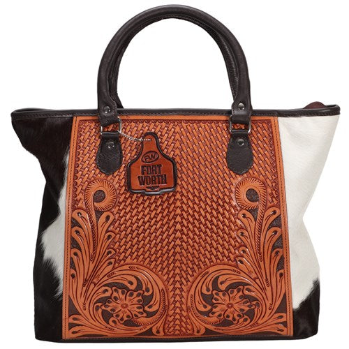 Fort Worth Tooled Handbag with Cowhide