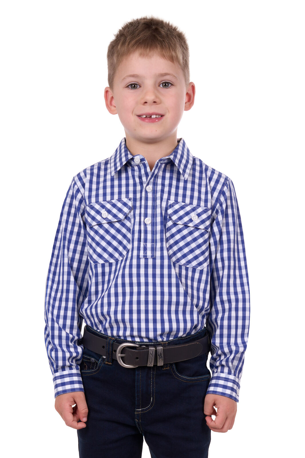 Hard Slog Kids Denny 1/2 Placket Long Sleeve Shirt