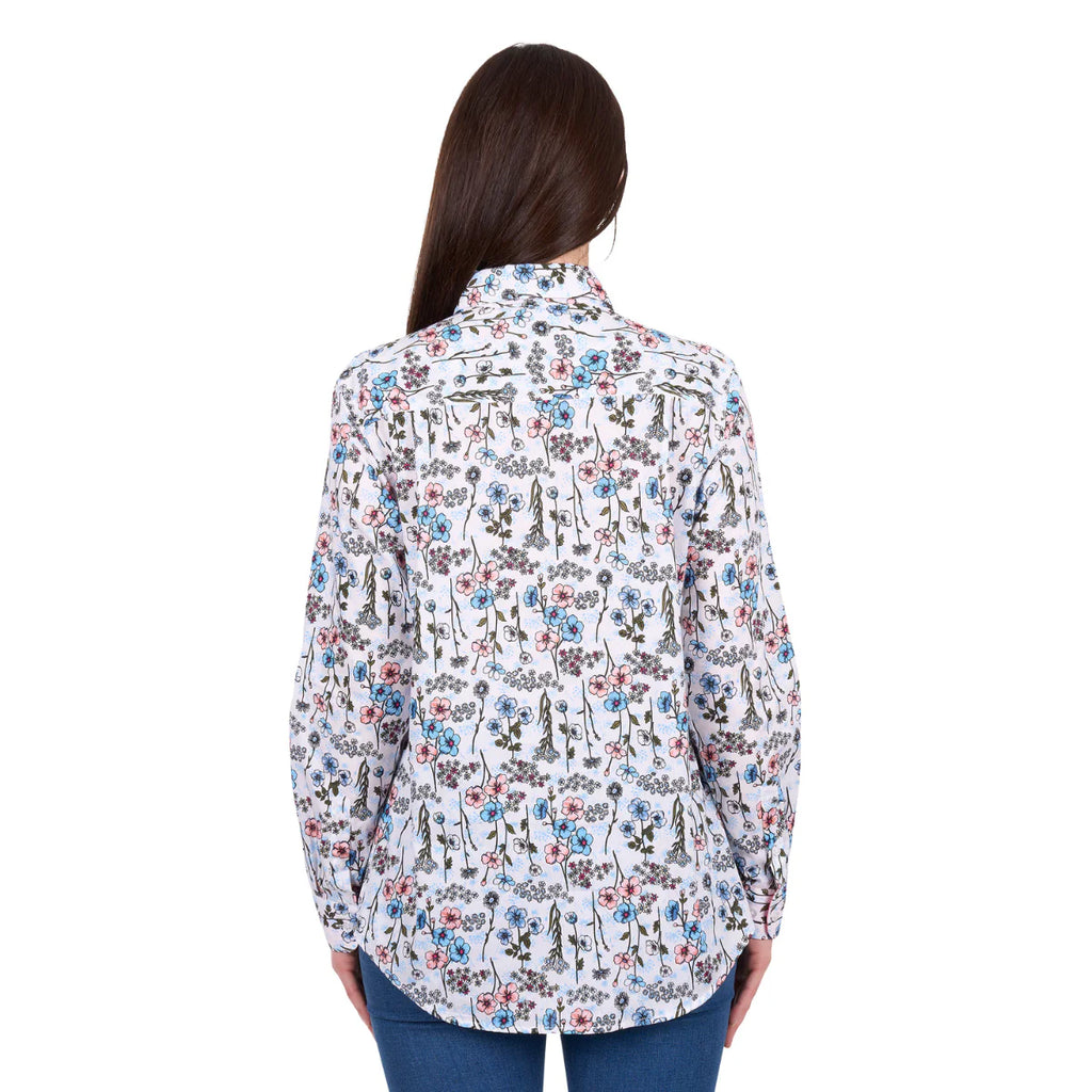 Hard Slog Women's Alice Half Button L/S Shirt Blue