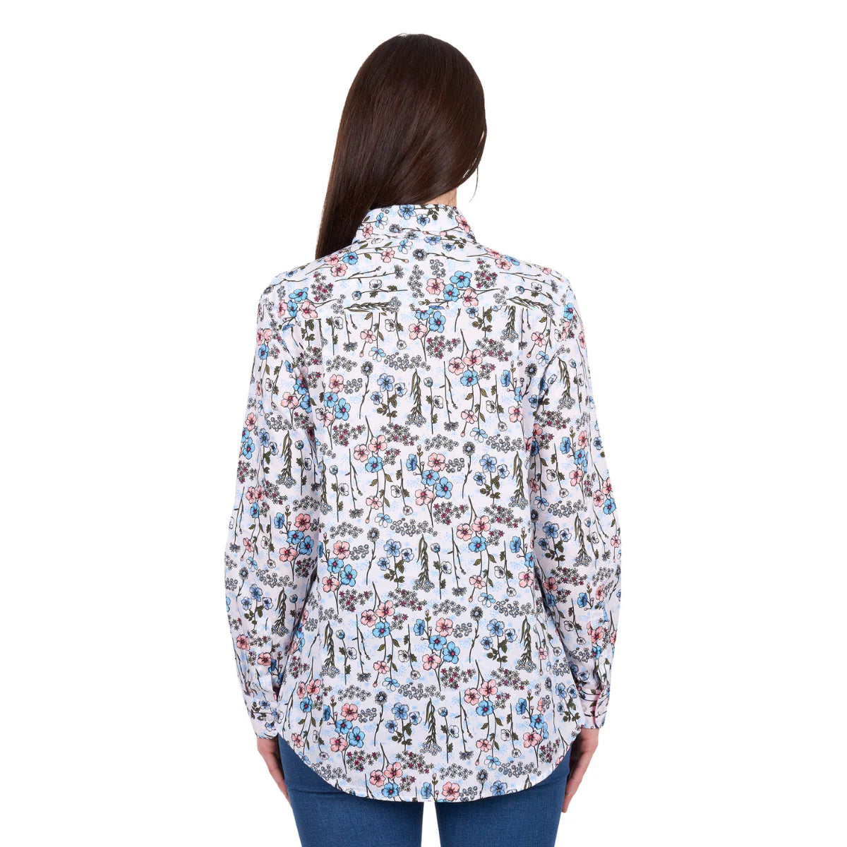 Hard Slog Women's Alice Half Button L/S Shirt Blue