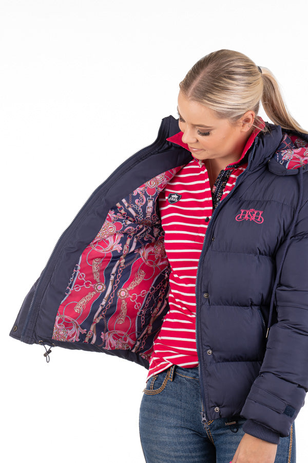 Hitchley & Harrow Navy & Hot Pink Puffer Jacket