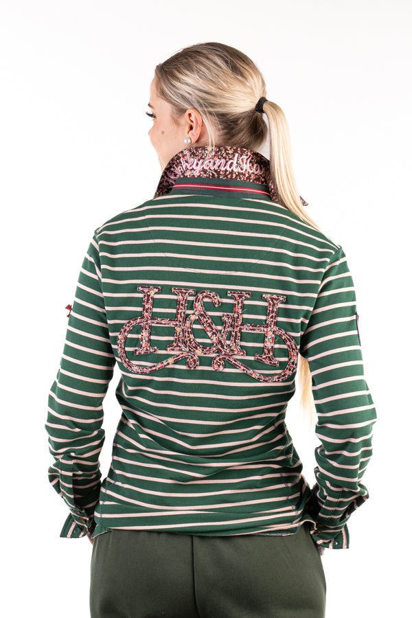 Hitchley & Harrow Hunter Green & Pink Stripe Rugby