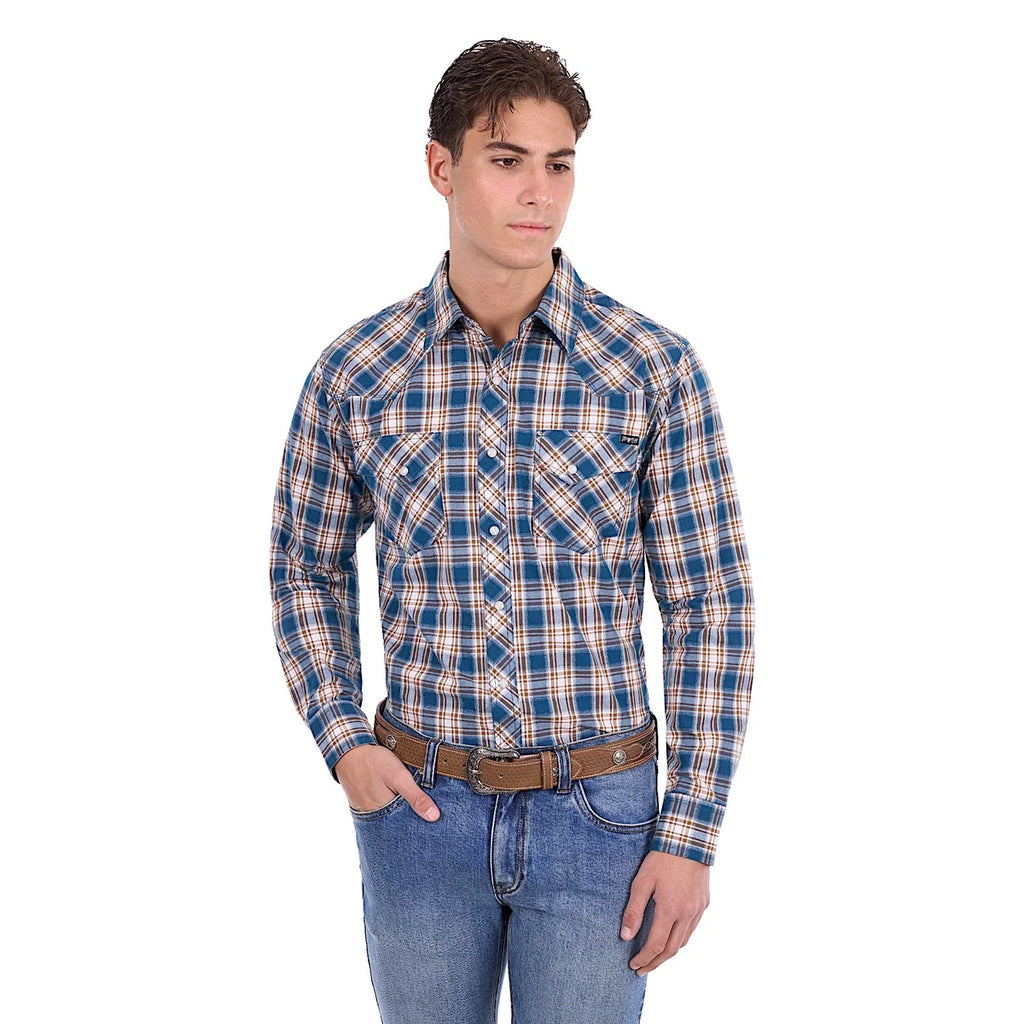 Pure Western Men's Todd Shirt - Navy/Tan