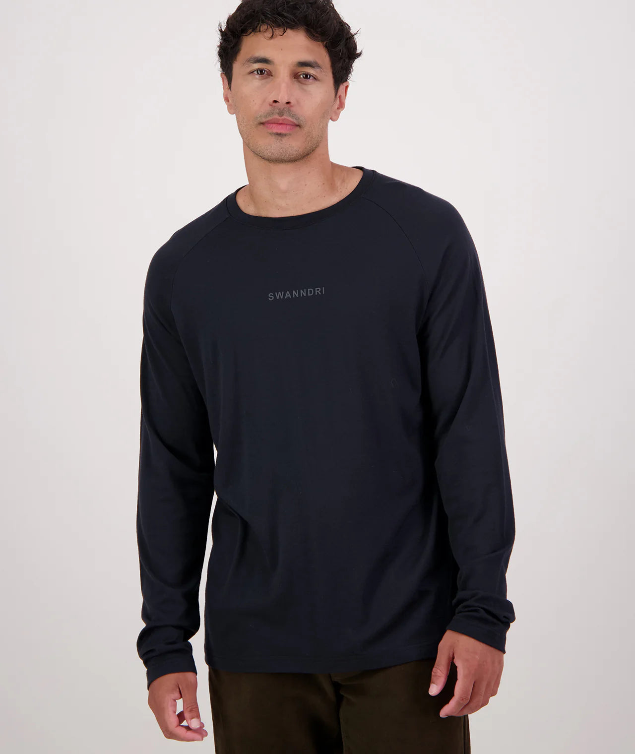 Swnndri Men's Carlton Long Sleeve Merino T-Shirt- Black