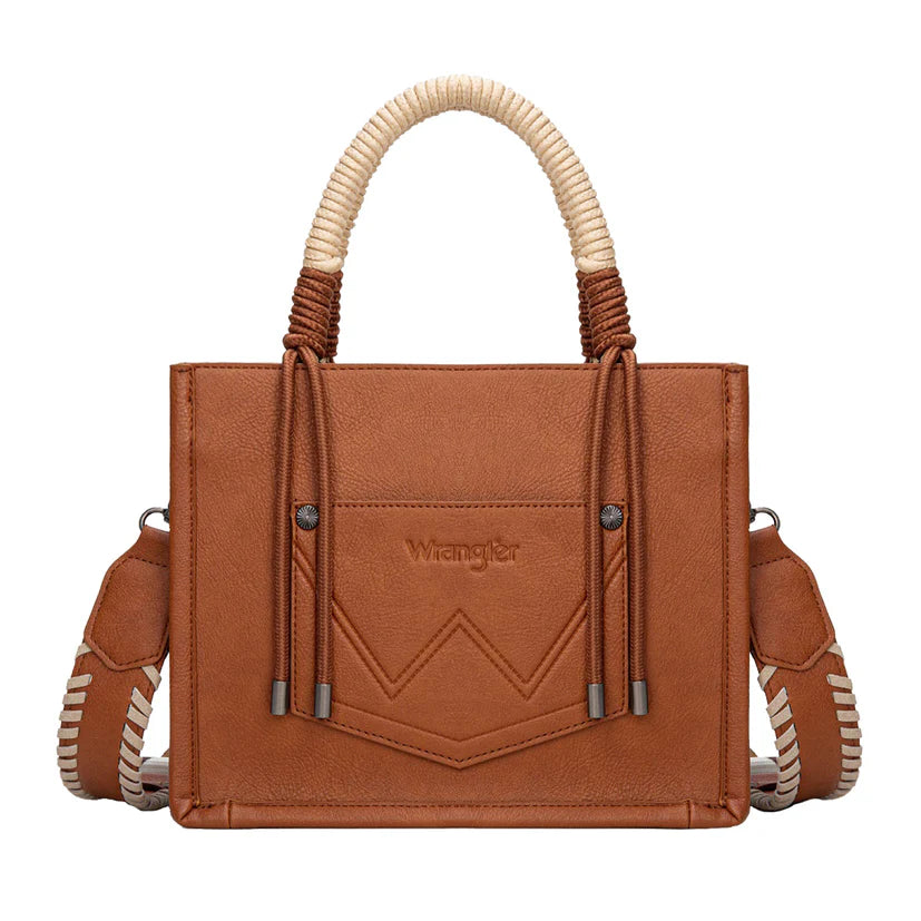 Wrangler Cow Print Tassel Crossbody Bag Tan