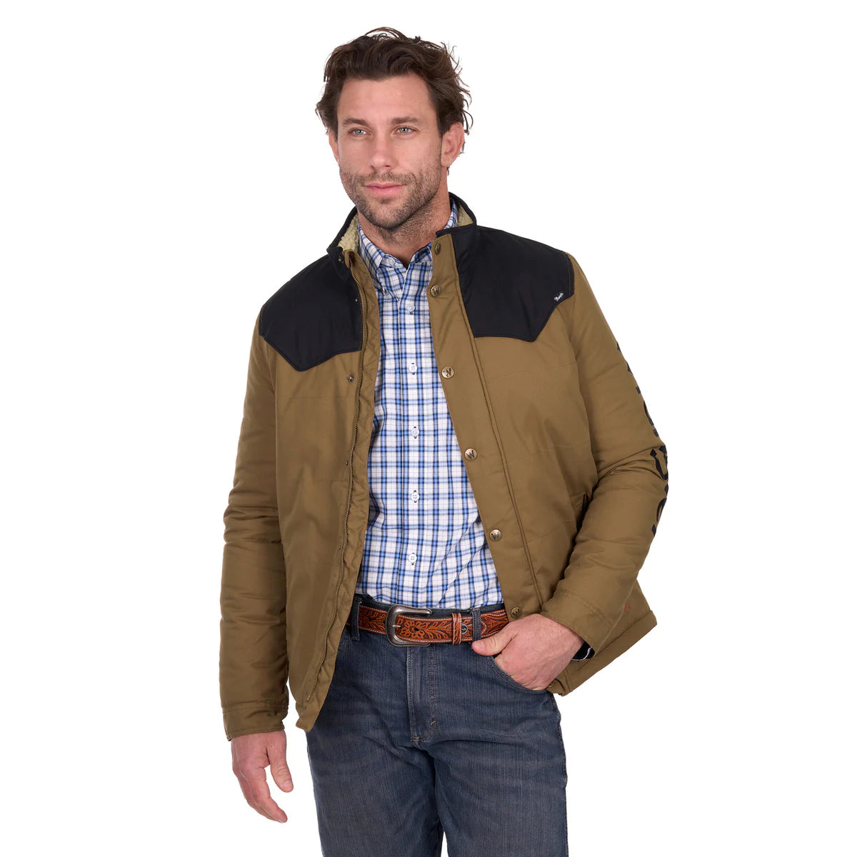 Wrangler Mens Ruben Jacket Dark Tan/Black