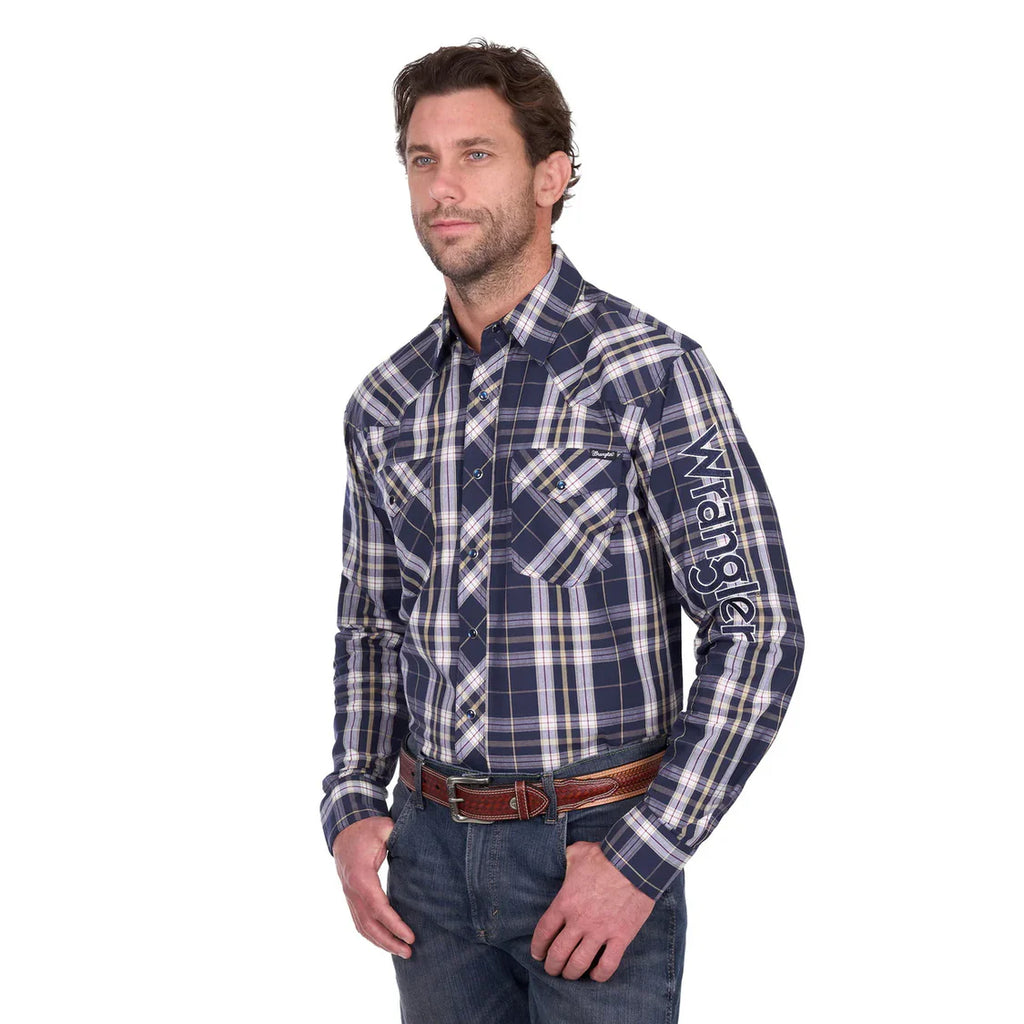 Wrangler - Mens Wayne Logo Long Sleeve Shirt