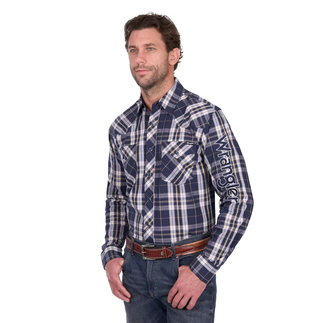 Wrangler - Mens Wayne Logo Long Sleeve Shirt