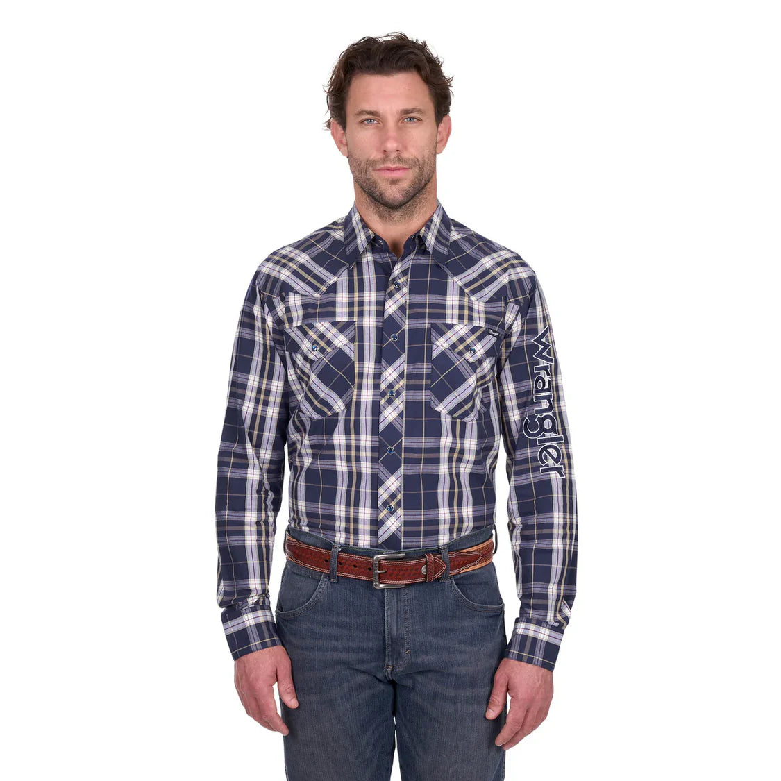 Wrangler - Mens Wayne Logo Long Sleeve Shirt
