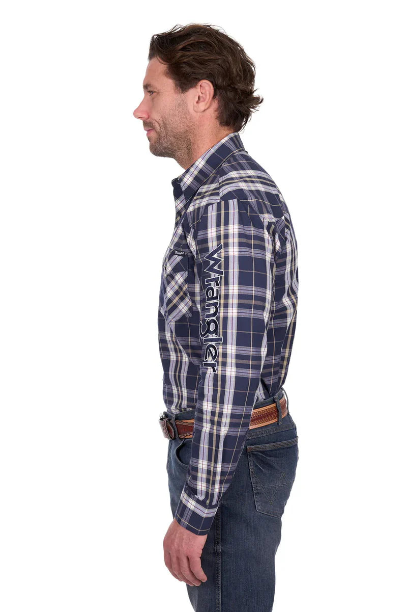 Wrangler - Mens Wayne Logo Long Sleeve Shirt
