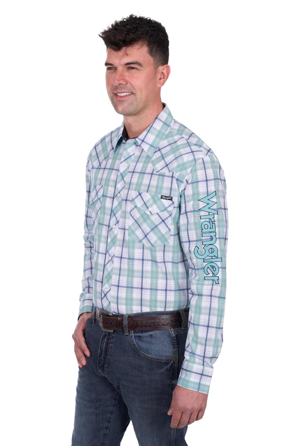 Wrangler- MEN’S JACOB CHECK LOGO WESTERN LONG SLEEVE SHIRT