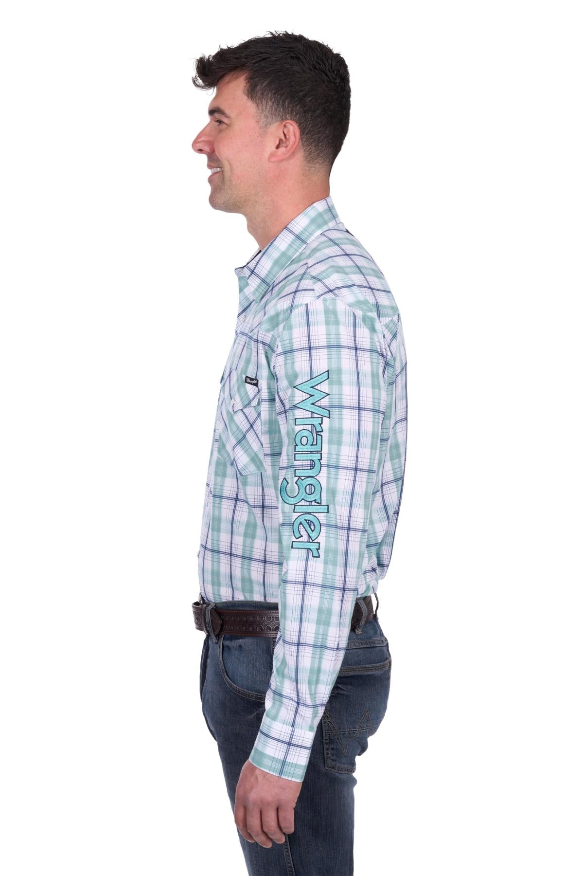 Wrangler- MEN’S JACOB CHECK LOGO WESTERN LONG SLEEVE SHIRT