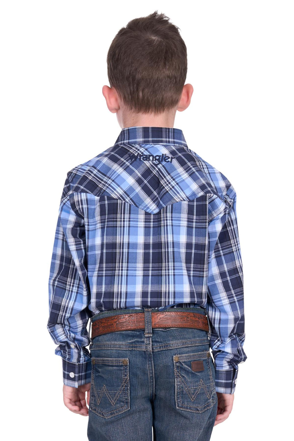 Wrangler BOY’S BILLY CHECK LOGO WESTERN LONG SLEEVE SHIRT
