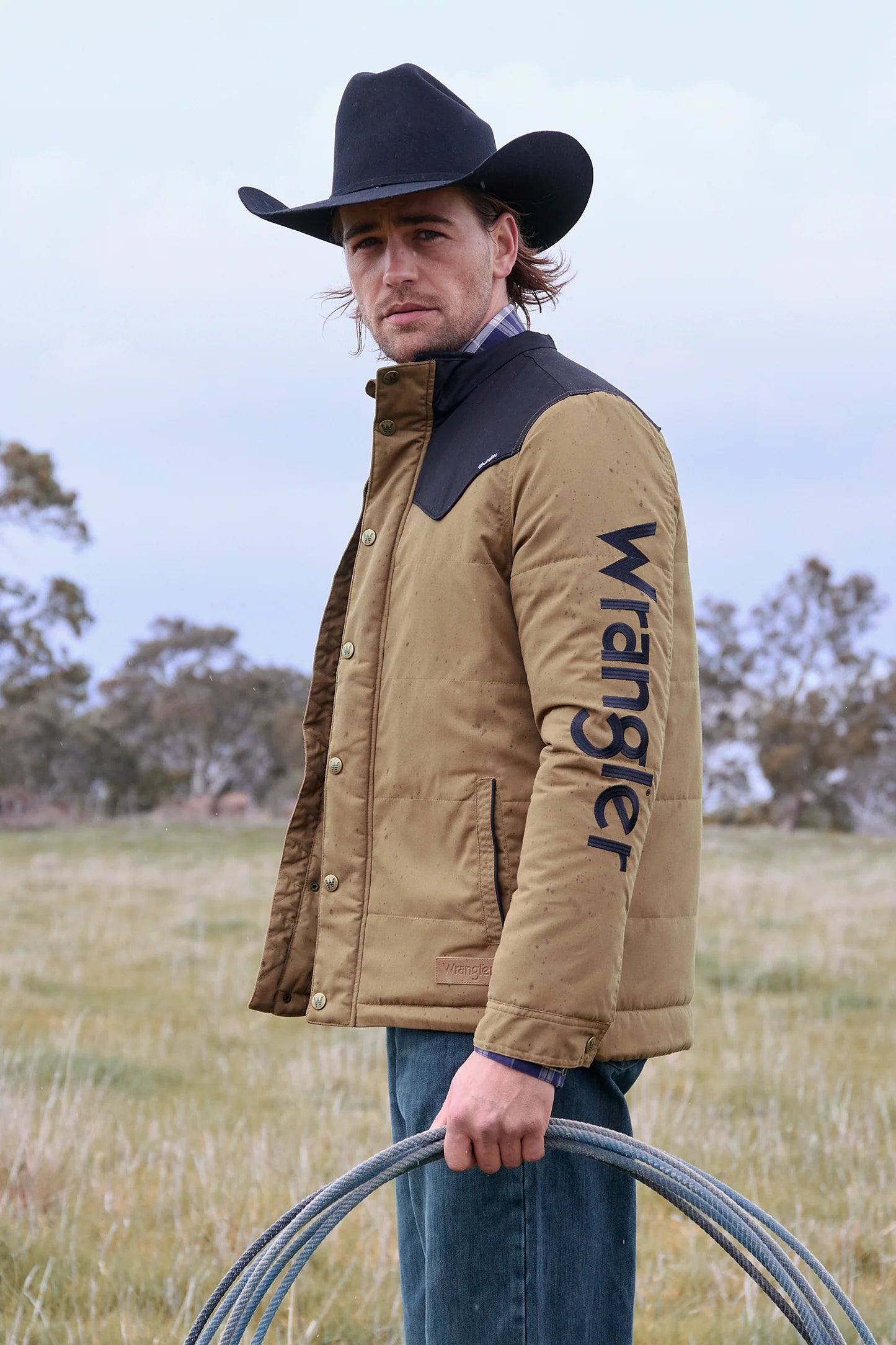 Wrangler Mens Ruben Jacket Dark Tan/Black