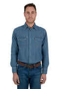 Wrangler-  Mens Jay Denim LS Shirt | Dark Denim