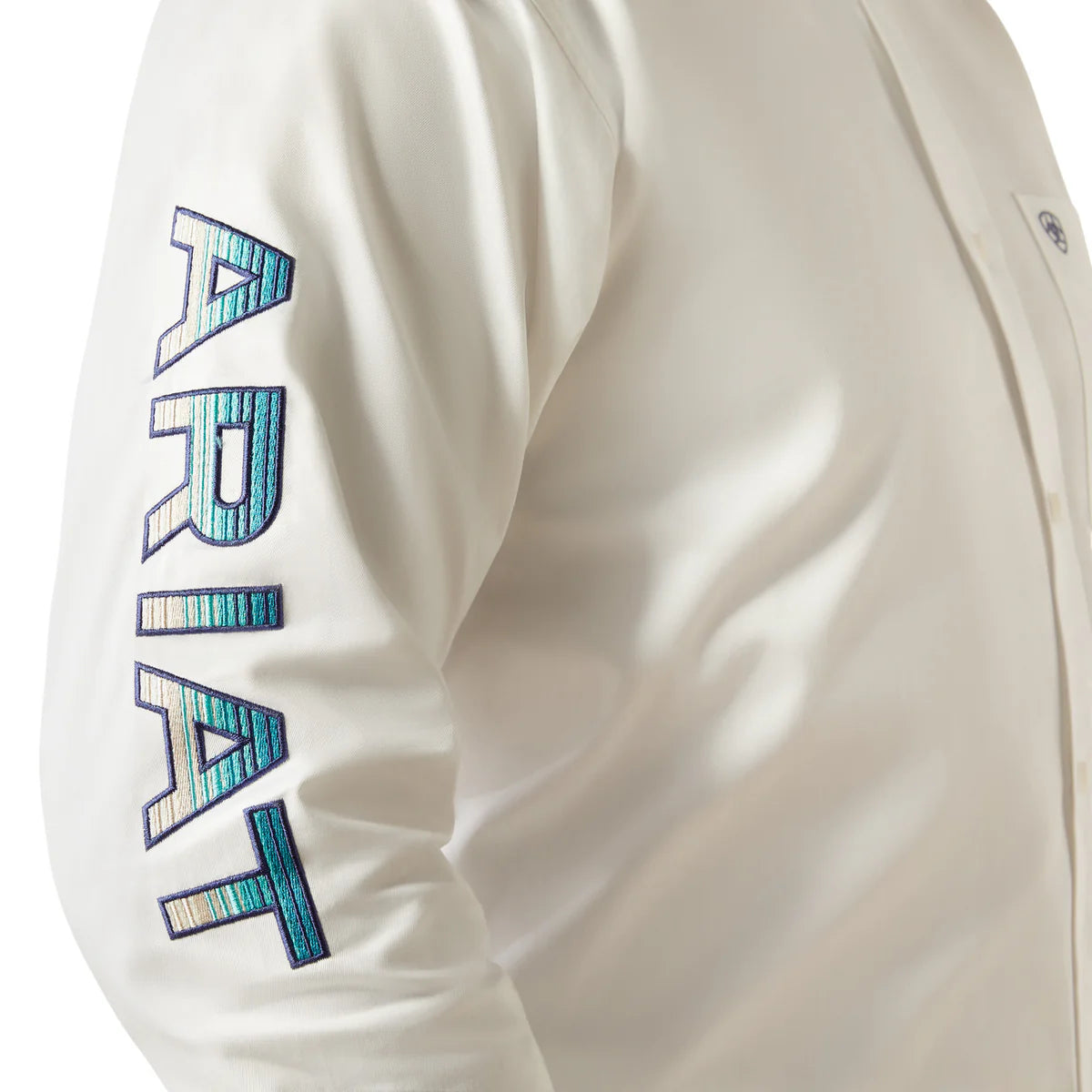 Ariat Men's Team Logo Twill Shirt - White / Teal