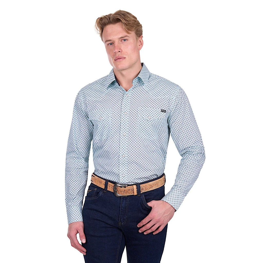 Pure Western Men's Gerald Shirt - Green/Navy