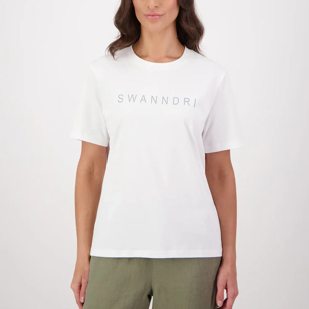 Swanndri Womens Script V2 T-Shirt White/ Platinum