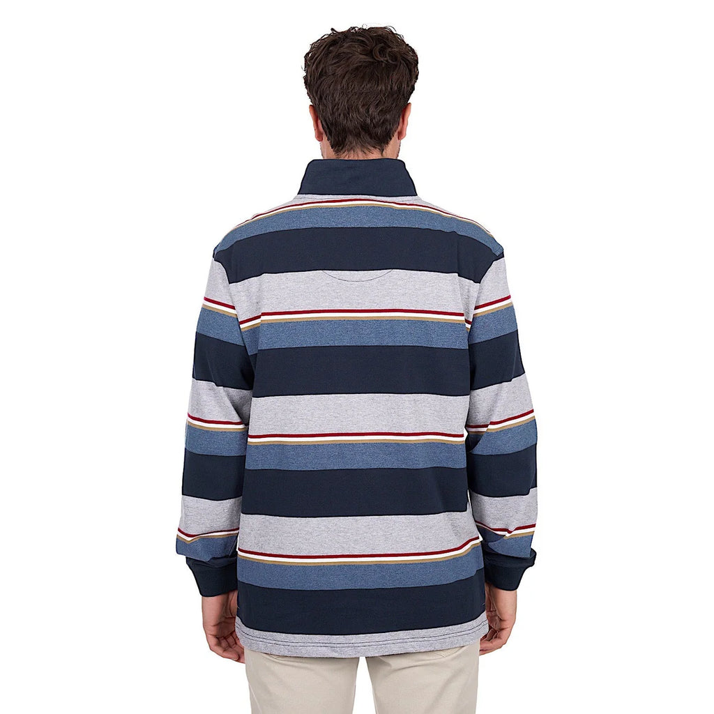 Thomas Cook Men's Nathan 1/4 Zip Rugby - Navy / Grey Marle