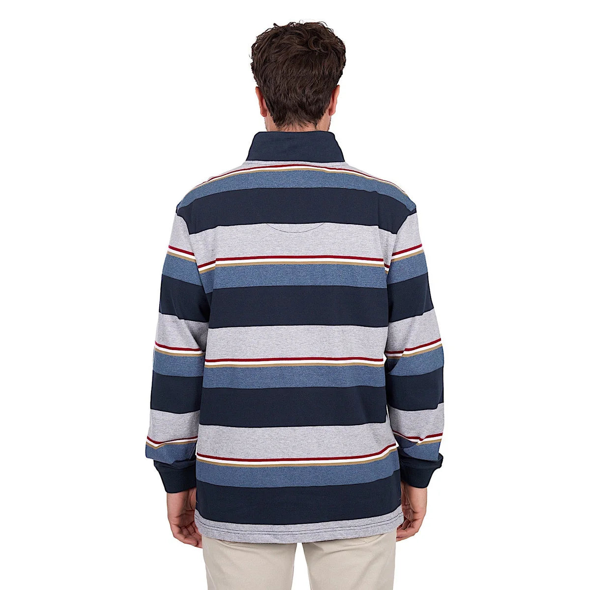 Thomas Cook Men's Nathan 1/4 Zip Rugby - Navy / Grey Marle