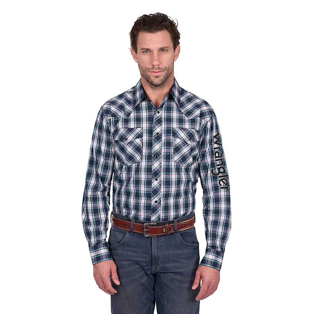Wrangler Men's Dustin Logo Shirt - Black/Green