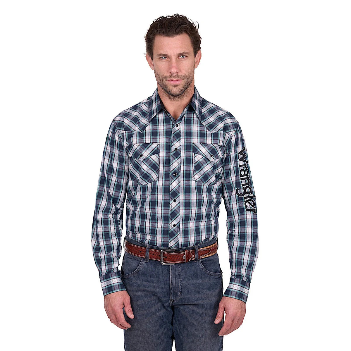 Wrangler Men's Dustin Logo Shirt - Black/Green