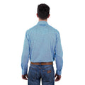 Wrangler Mens Jude Print Logo Western Long Sleeve Shirt - Blue/Teal.
