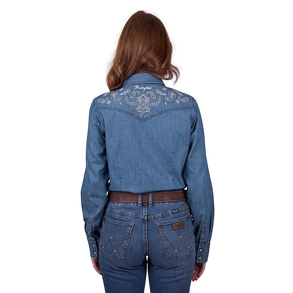 Wrangler Women's Chrissy Western Long Sleeve Shirt - Denim